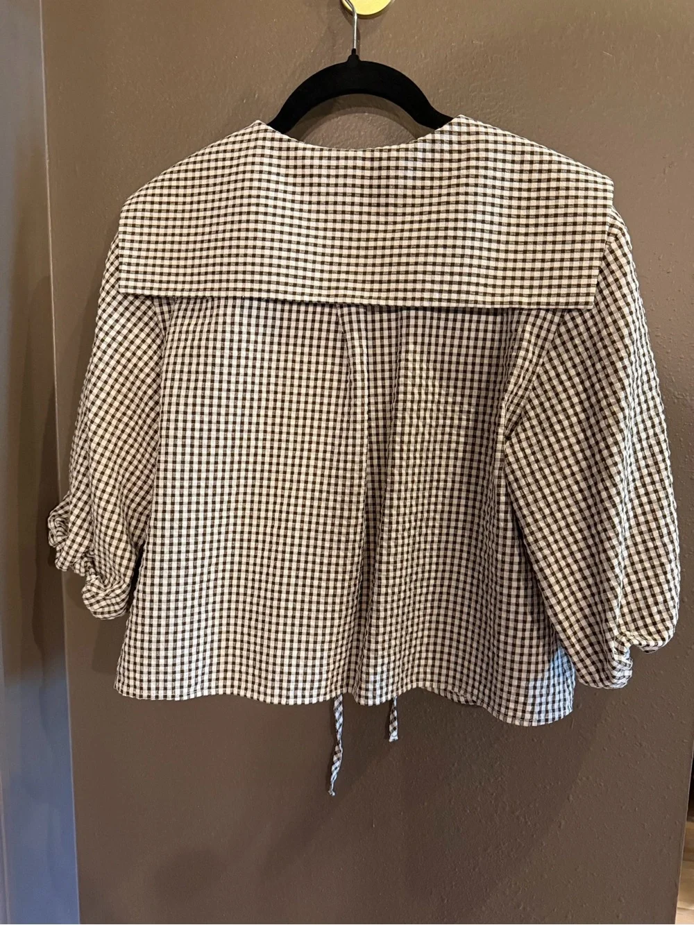 Zara BIB COLLAR GINGHAM SHIRT